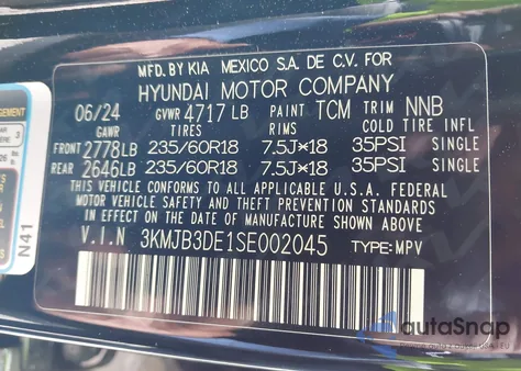 2025 Hyundai Tucson Sel z USA, uszkodzony, nr VIN 3KMJB3DE1SE002045